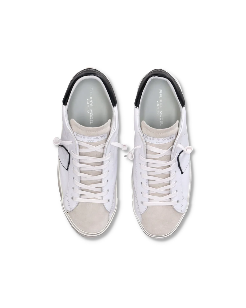 Men's Prsx Low-Top Sneakers in Leather, White Black