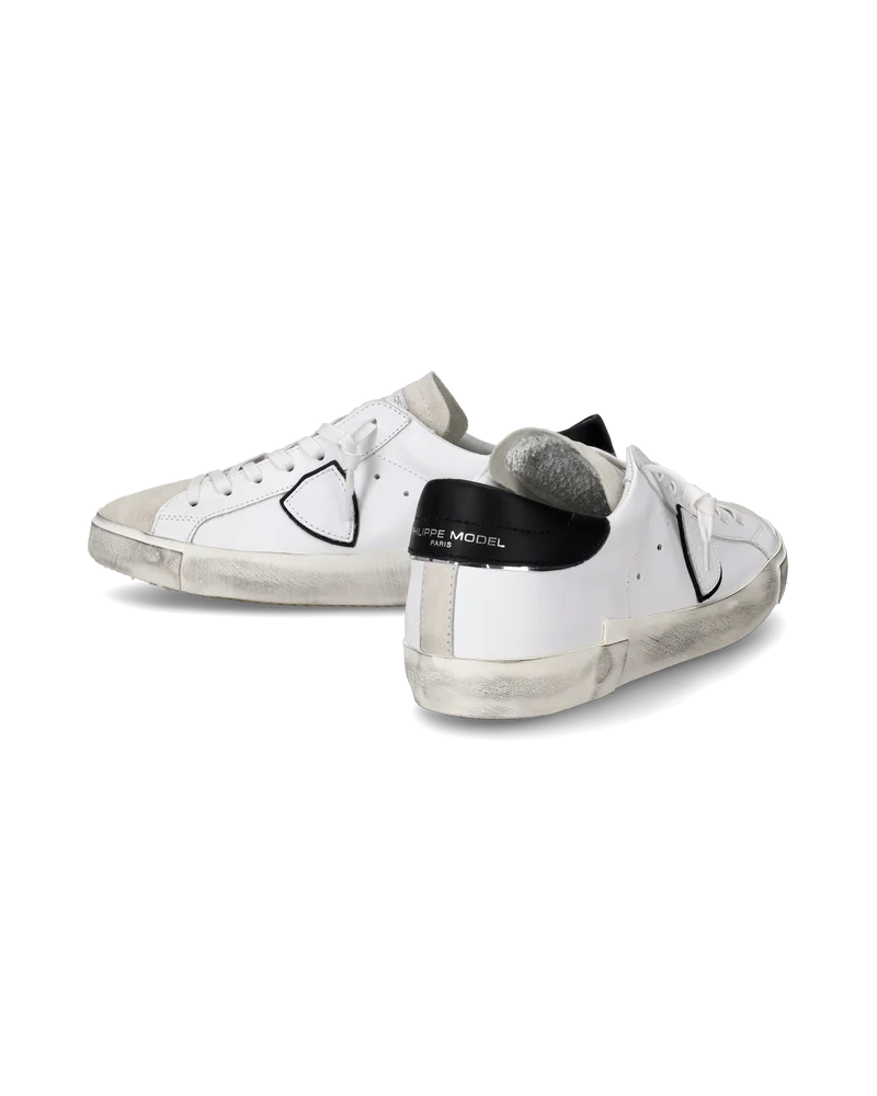 Men's Prsx Low-Top Sneakers in Leather, White Black
