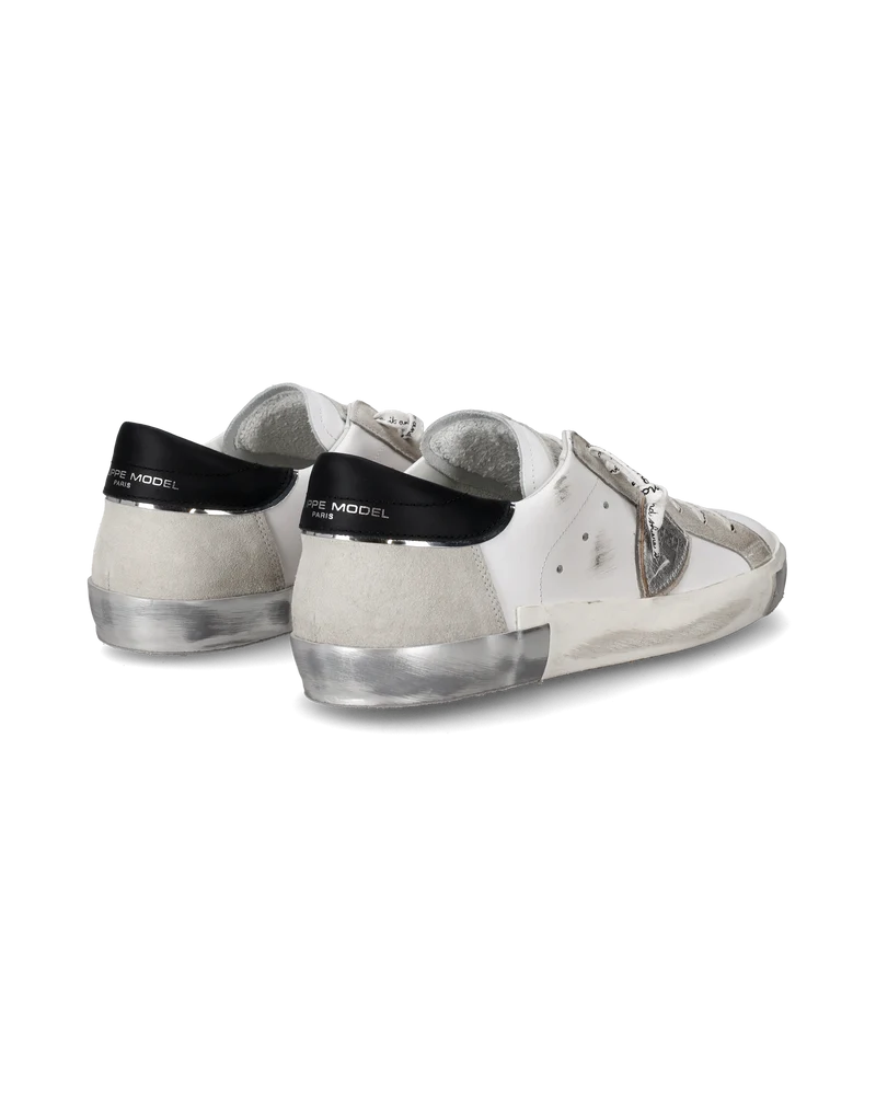 Men's Prsx Low-Top Sneakers in Leather, Silver White