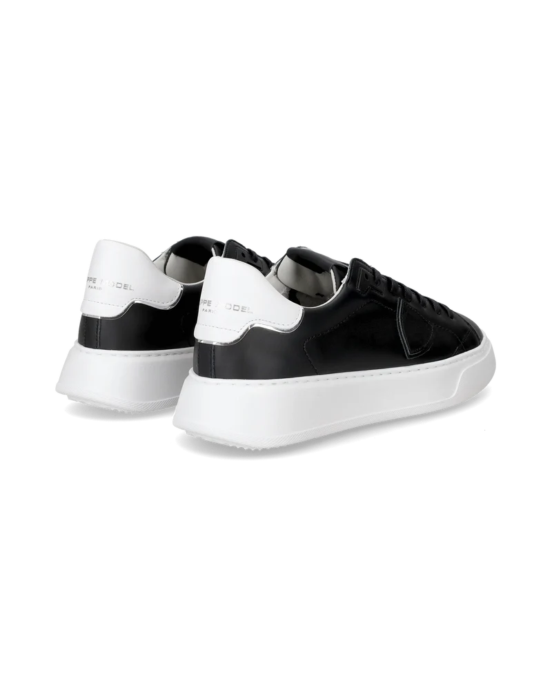 Men's Temple Low-Top Sneakers in Leather, Black White