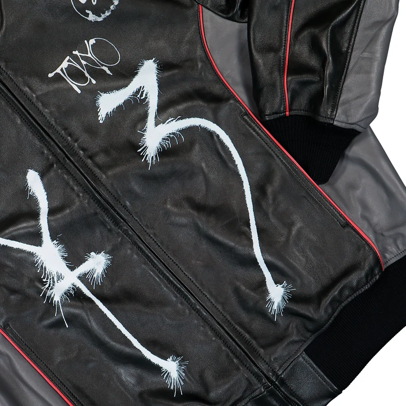 Chito Graphic Leather Biker Jacket