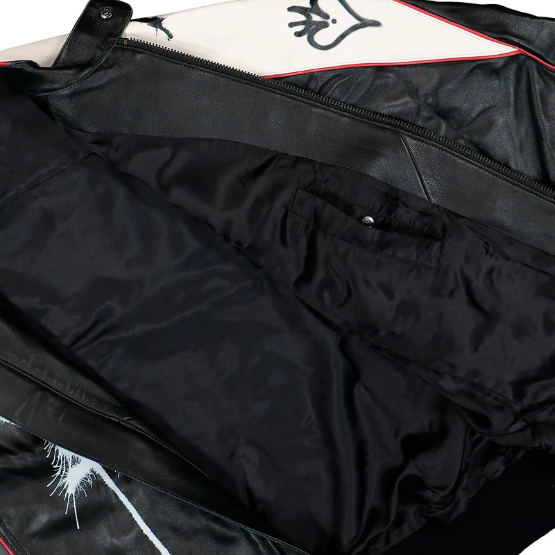 Chito Graphic Leather Biker Jacket