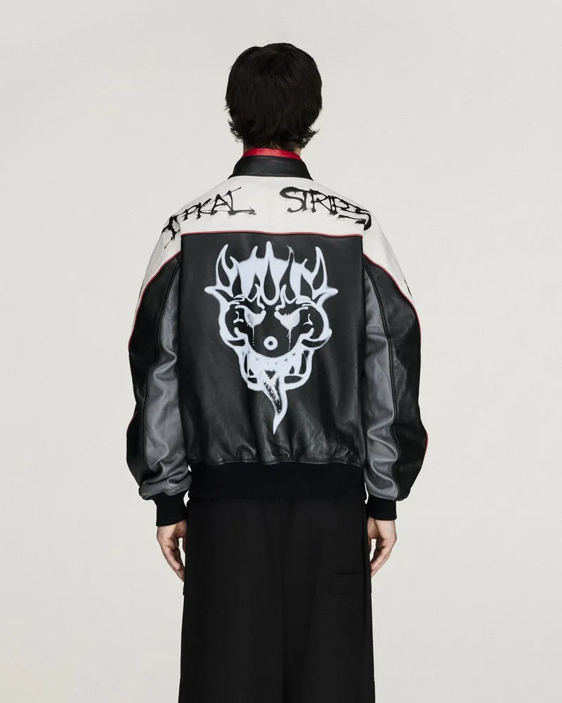 Chito Graphic Leather Biker Jacket