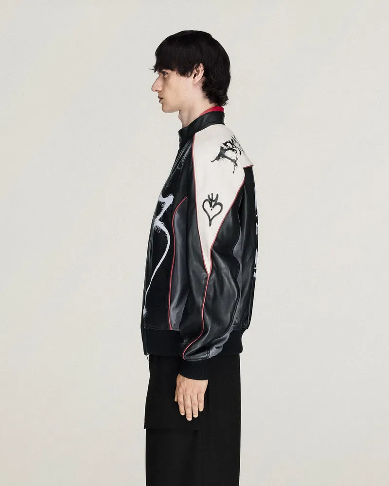 Chito Graphic Leather Biker Jacket