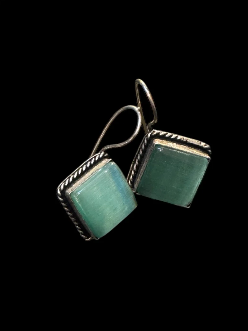 Green square stone Earrings