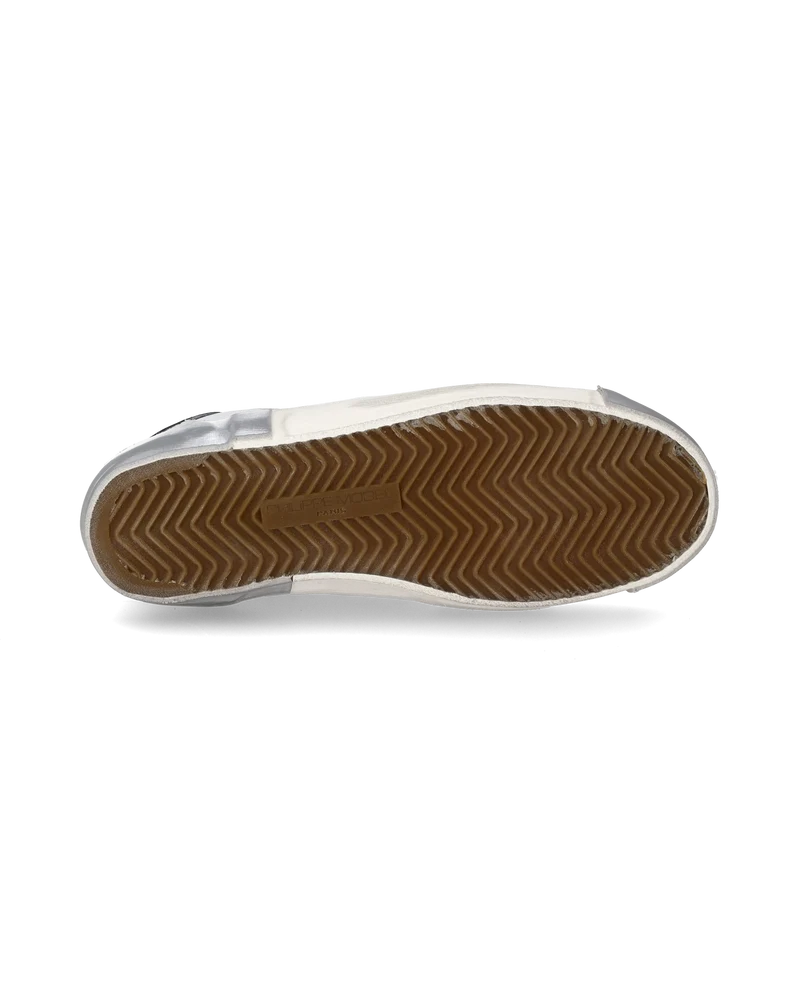 Women's Prsx Low-Top Sneakers in Leather with dirt marks, Silver White