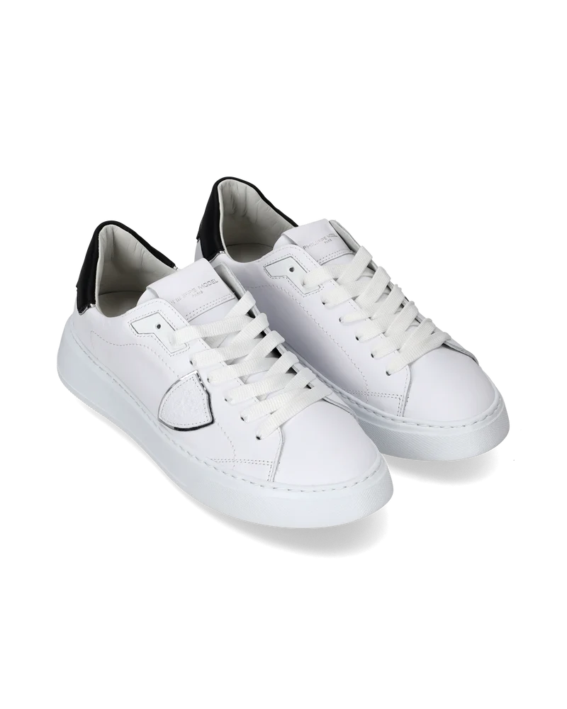 Women's Temple Low-Top Sneakers in Leather, White Black
