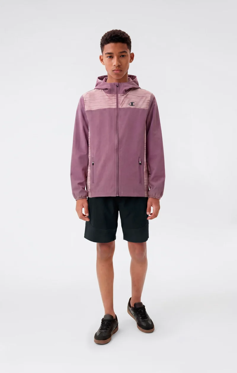 Boys’ Hooded Full Zip Jacket In Stretch Nylon