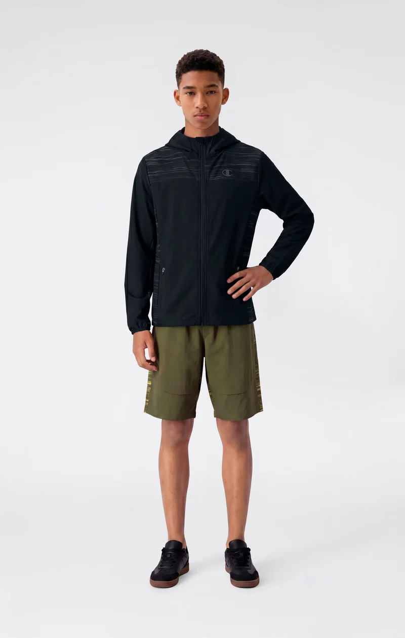 Boys’ Hooded Full Zip Jacket In Stretch Nylon