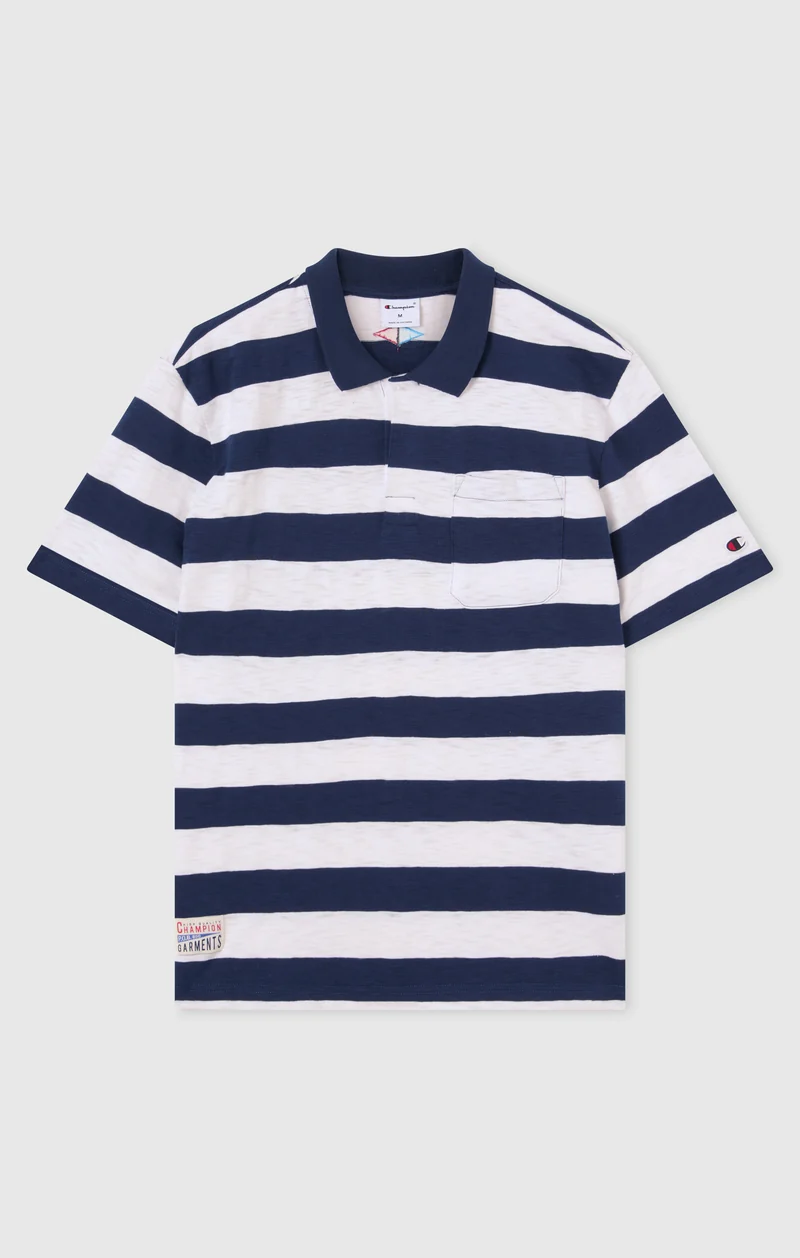Men’s Striped Polo with Chest Pocket