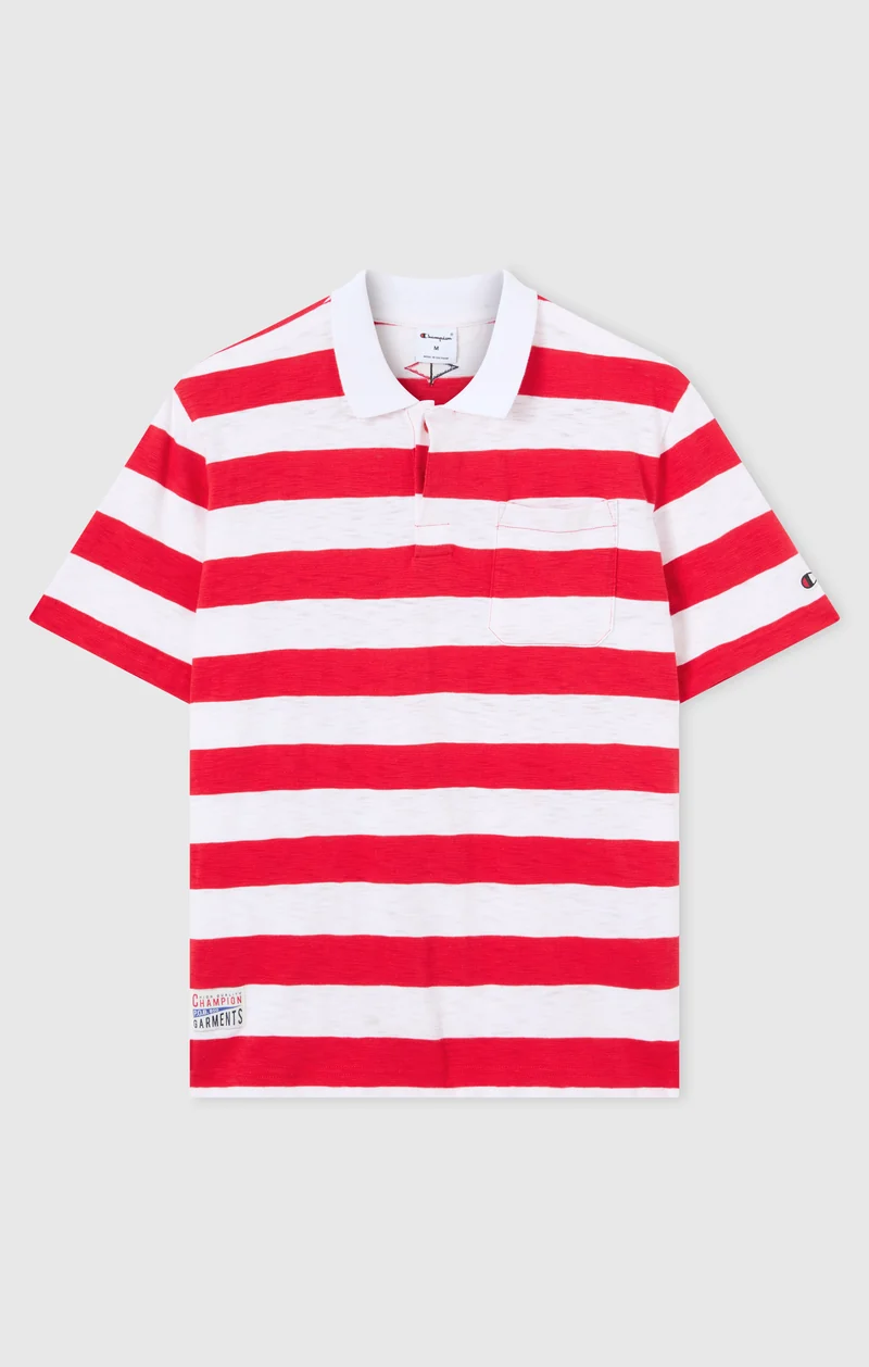 Men’s Striped Polo with Chest Pocket