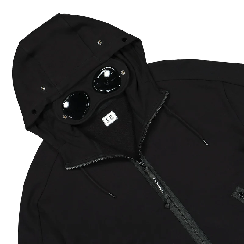 Diagonal Raised Fleece Goggle Zipped Hoodie
