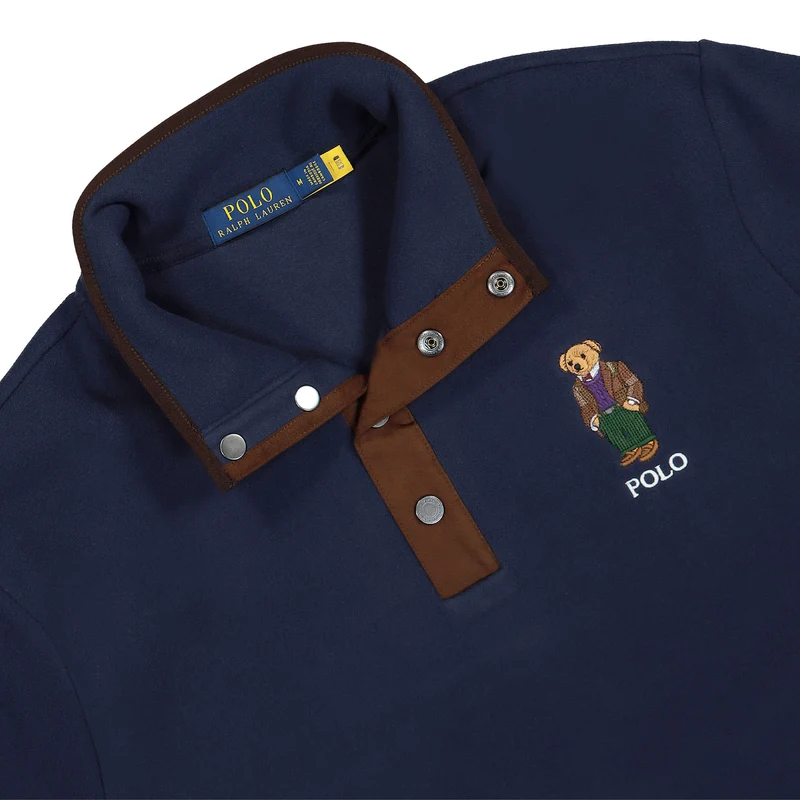 Long Sleeve Polo Bear Fleece Sweatshirt