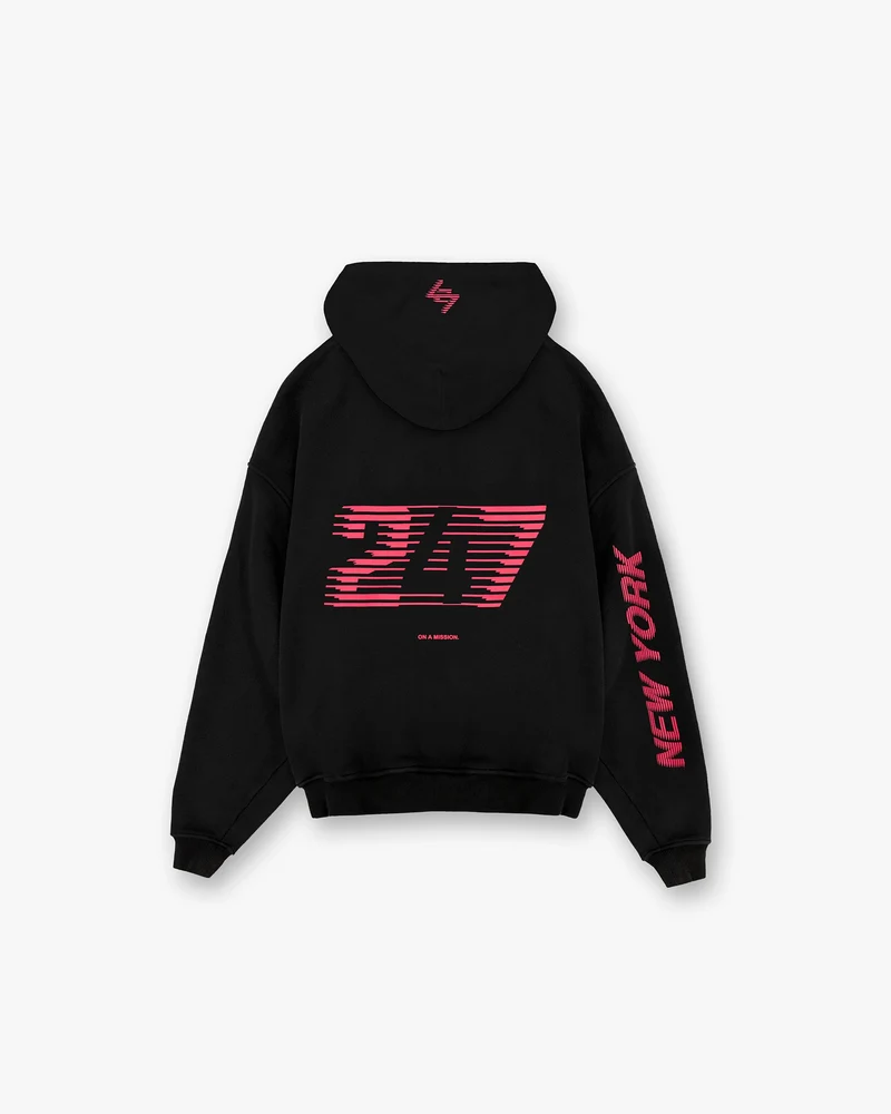 247 New York Hoodie - Black Pink