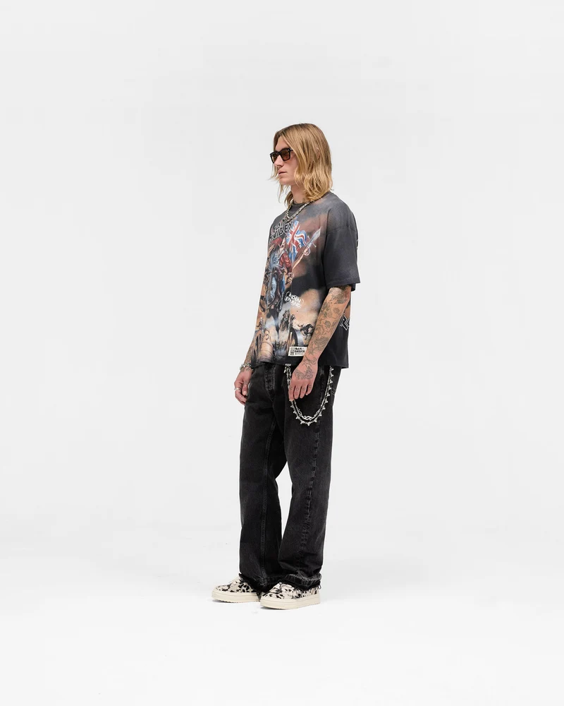 Represent X Iron Maiden Steed T-Shirt - Stained Black