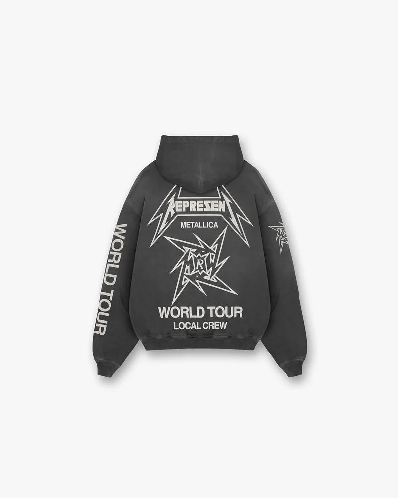 Represent X Metallica Local Crew Zip Hoodie - Stained Black