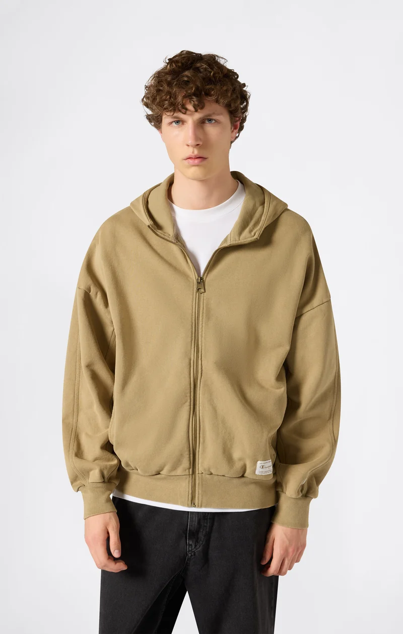 Men’s Hooded Full Zip Sweatshirt with Washed Effect