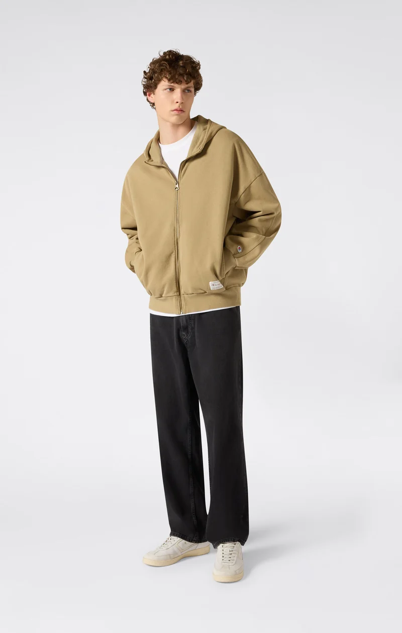 Men’s Hooded Full Zip Sweatshirt with Washed Effect