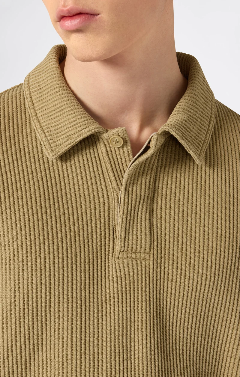 Men’s Washed Waffle Polo Shirt