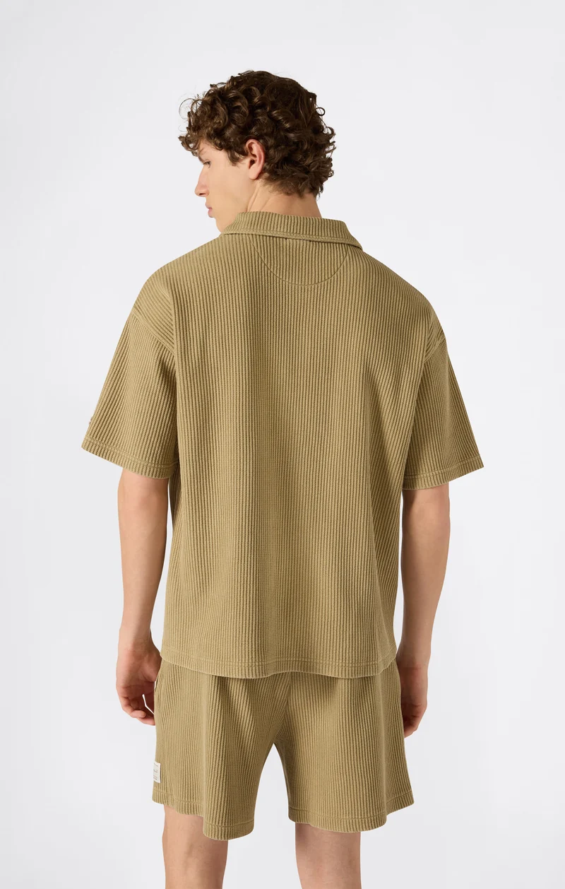 Men’s Washed Waffle Polo Shirt