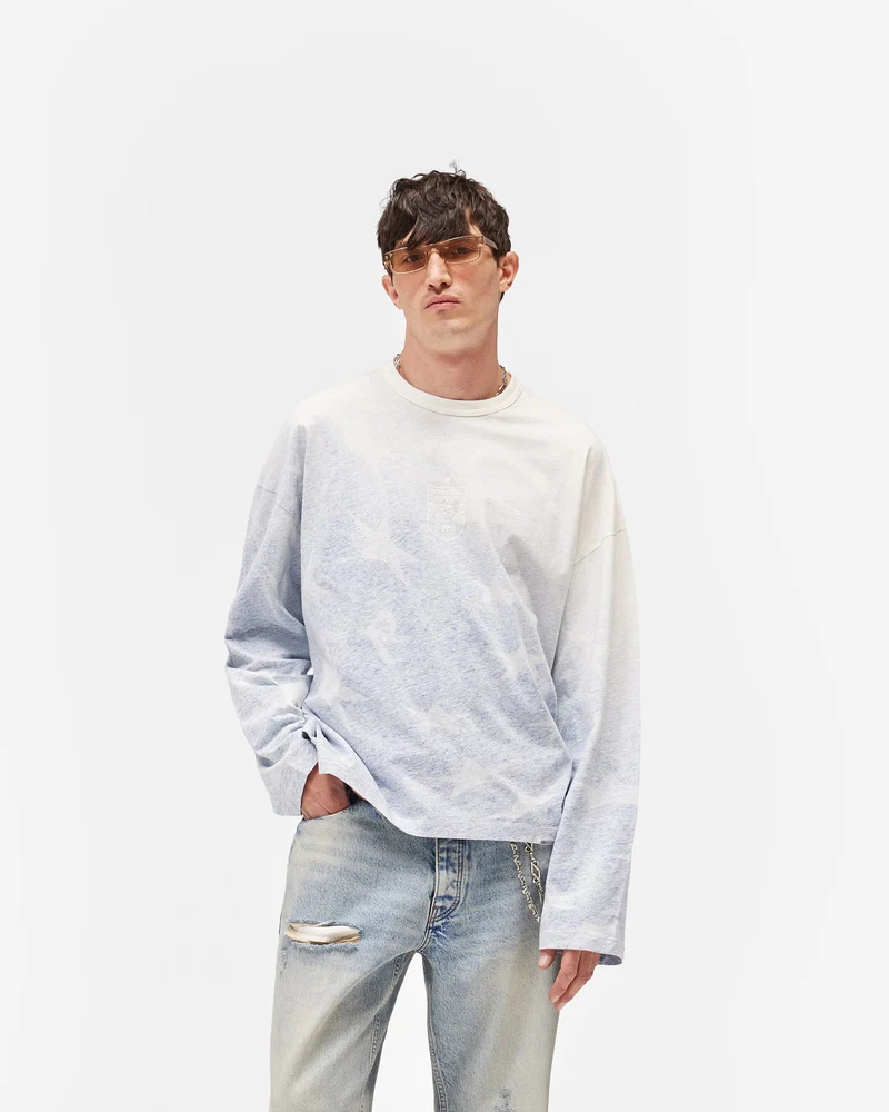 USA Long Sleeve T-Shirt - Washed Blue