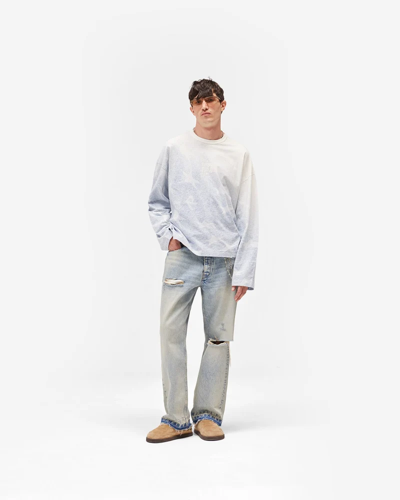 USA Long Sleeve T-Shirt - Washed Blue