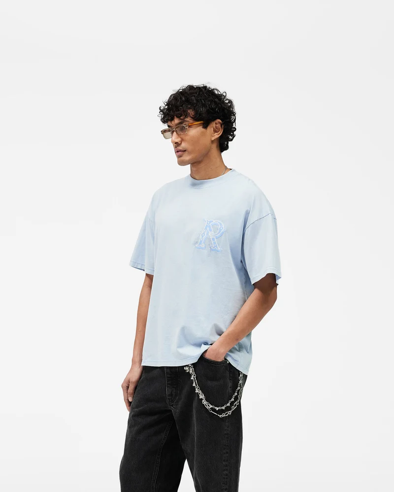 Western Initial T-Shirt - Mountain Blue