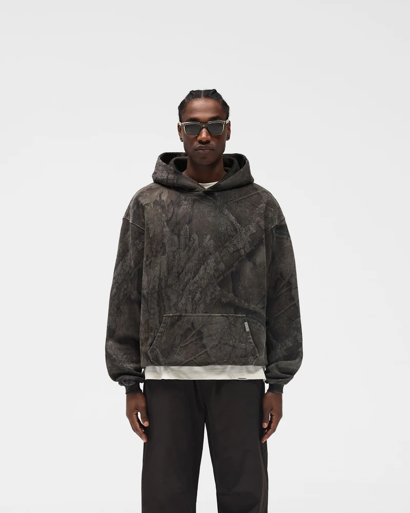 Initial Overdye Realtree® Oversized Hoodie - Overdyed Black