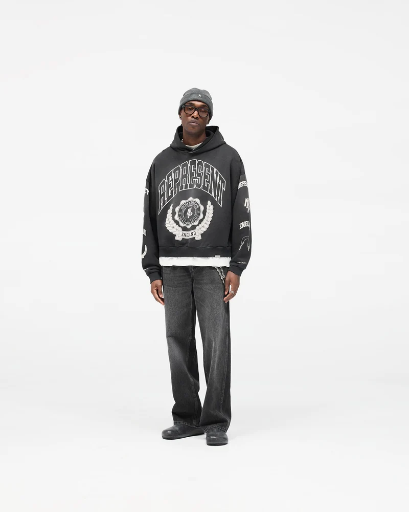 Represent Legacy Crest Hoodie - Stained Black