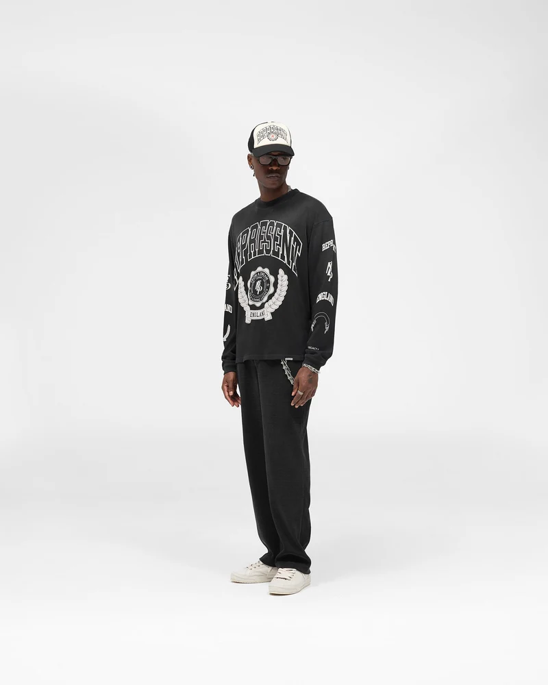 Legacy Crest Long Sleeve T-Shirt - Stained Black