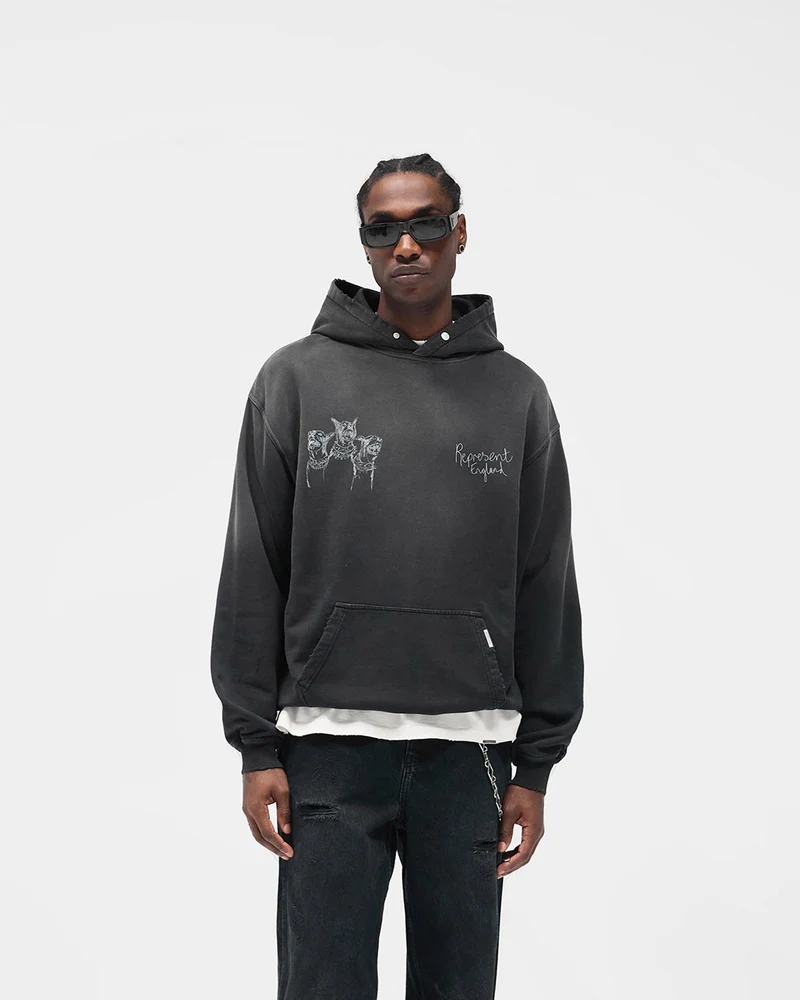 Hand Drawn Thoroughbred Hoodie - Aged Black