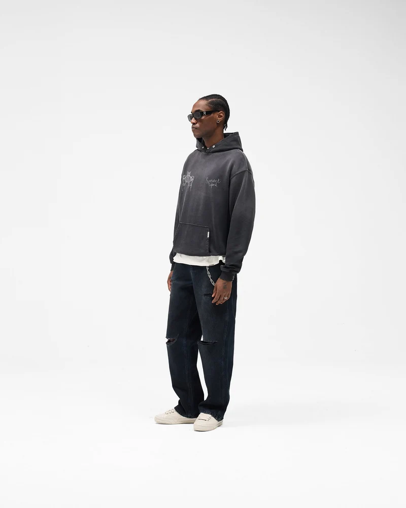 Hand Drawn Thoroughbred Hoodie - Aged Black