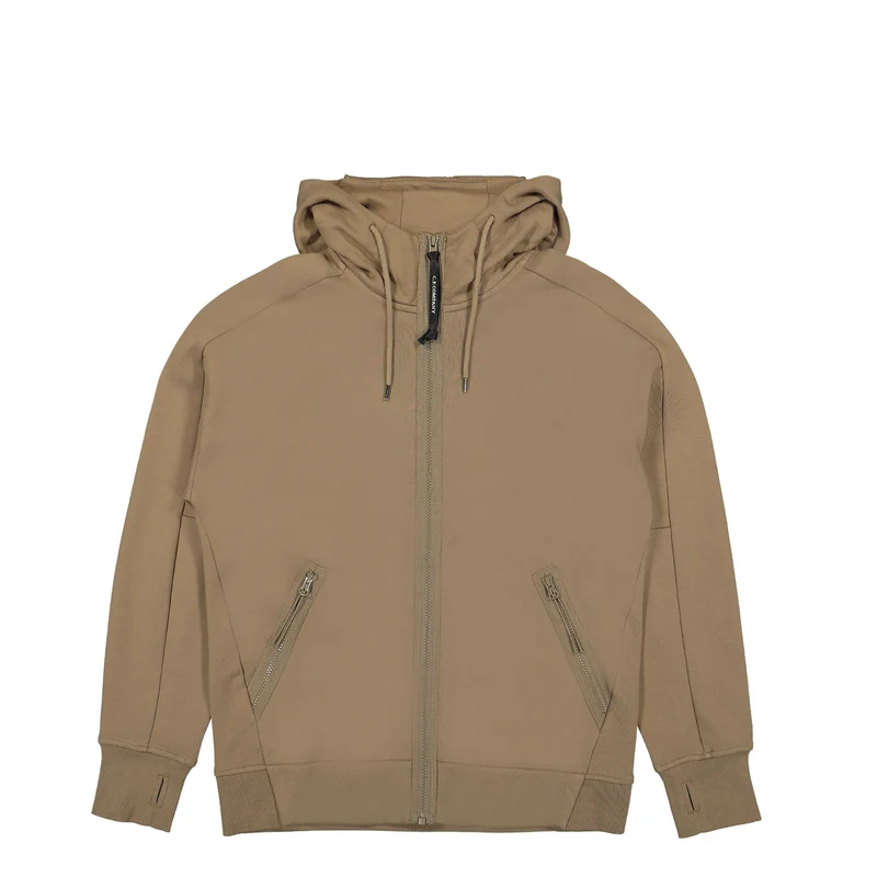 Diagonal Raised Fleece Goggle Zipped Hoodie