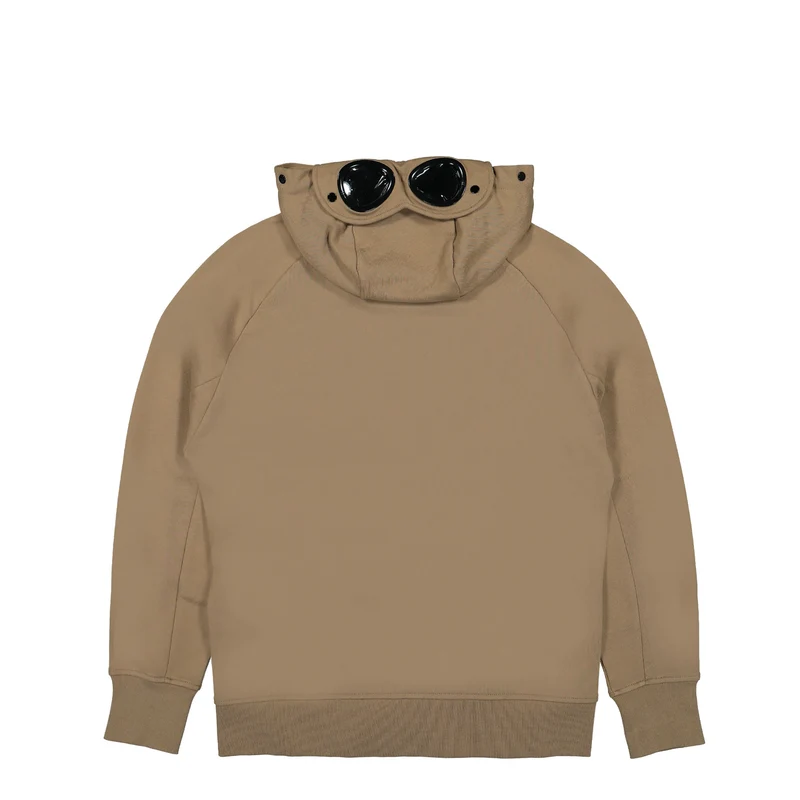 Diagonal Raised Fleece Goggle Zipped Hoodie