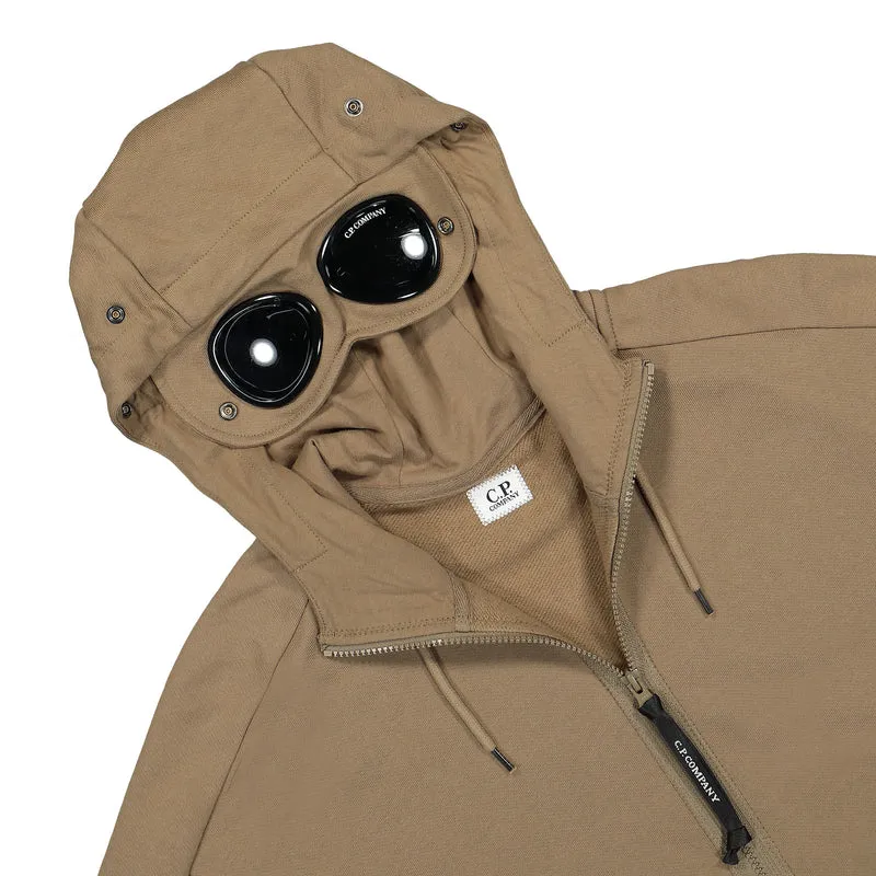Diagonal Raised Fleece Goggle Zipped Hoodie