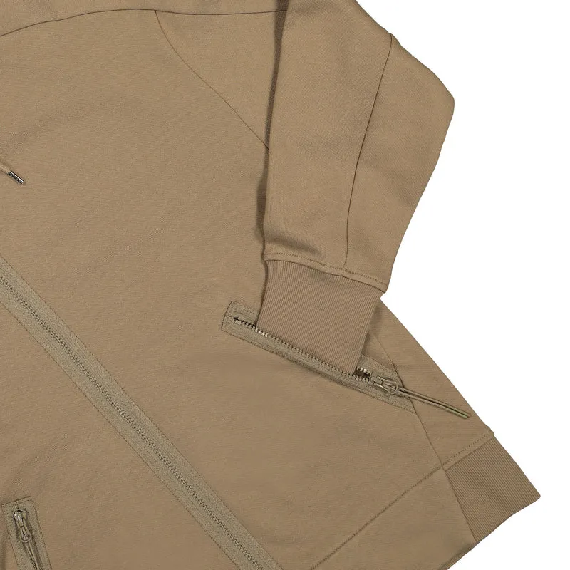 Diagonal Raised Fleece Goggle Zipped Hoodie