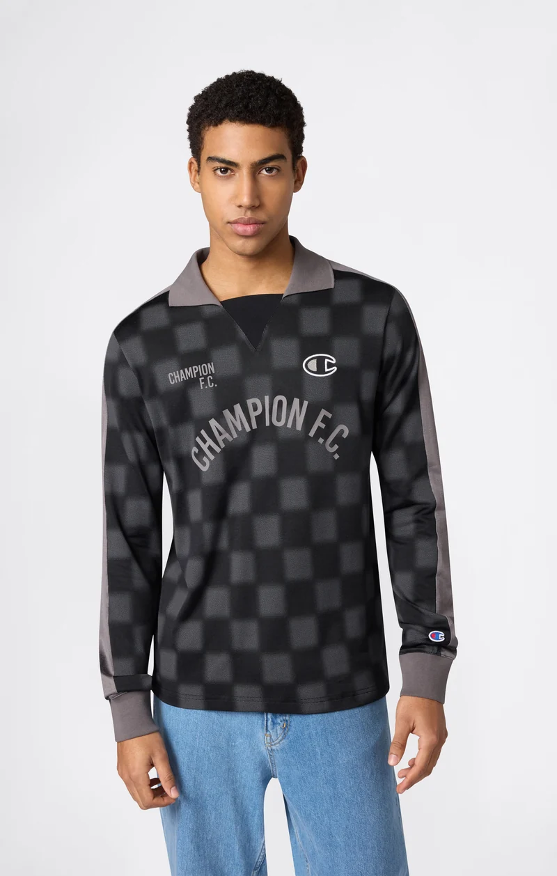 Men’s Football-Inspired Long Sleeve Polo Shirt