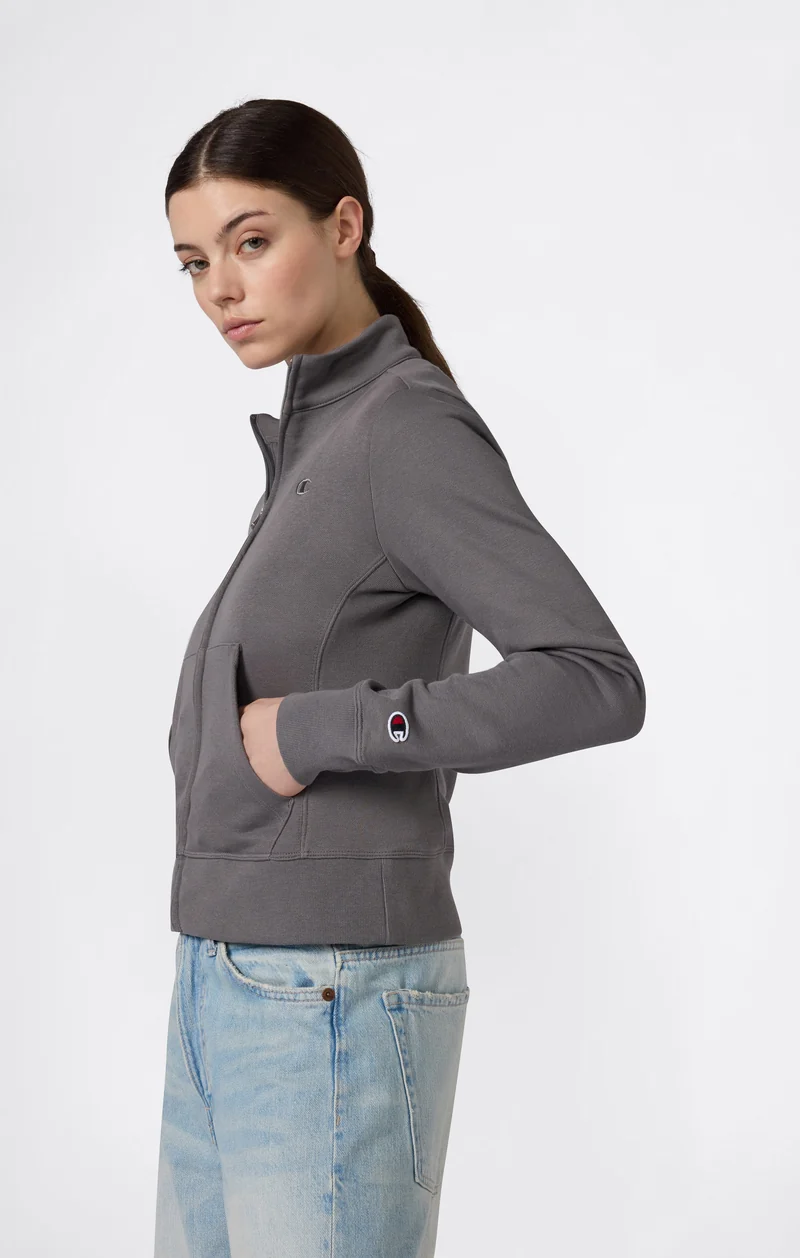 Women’s Lightweight Full Zip Sweatshirt with Tonal Embroidered “C” Logo Icons