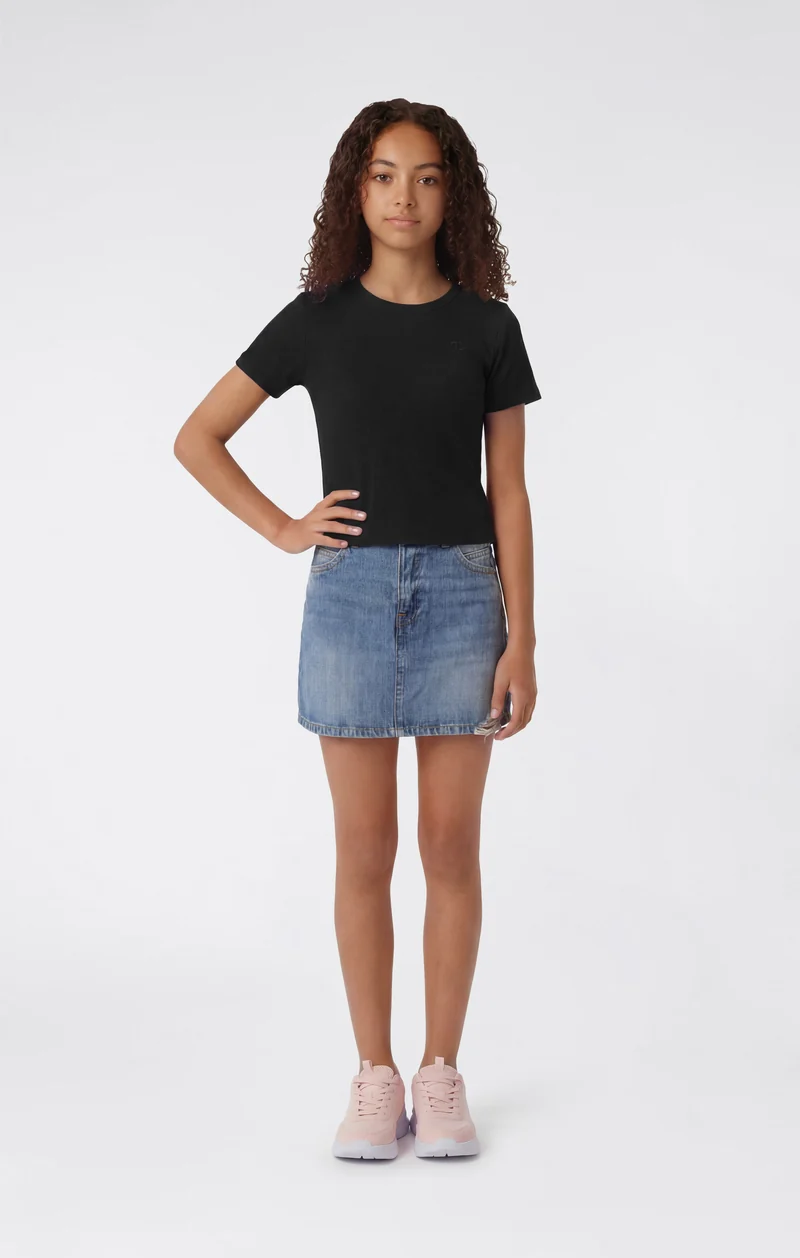 Girls’ Stretch Rib Crewneck T-Shirt Icons
