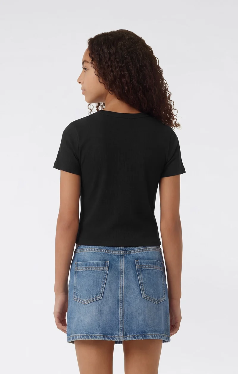 Girls’ Stretch Rib Crewneck T-Shirt Icons