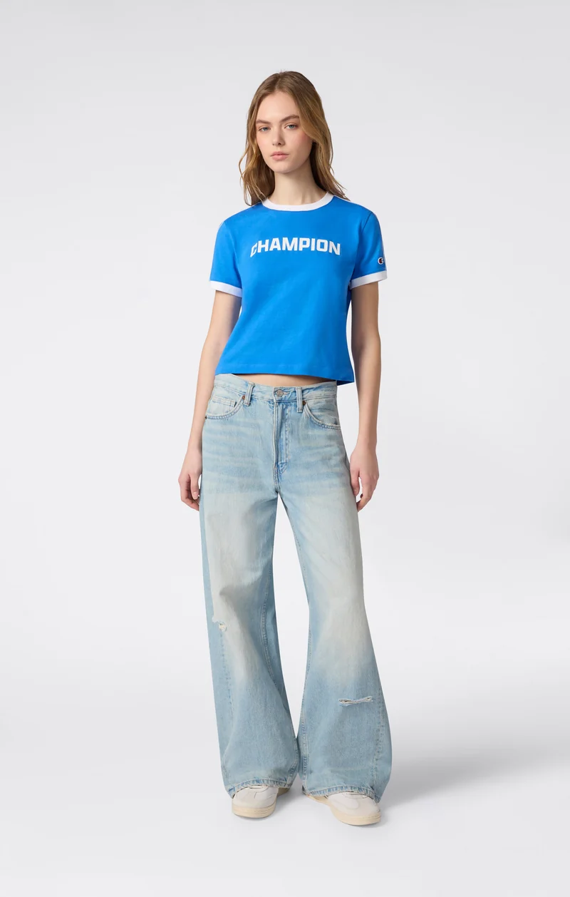 Women’s Crewneck T-Shirt with Contrast Logo