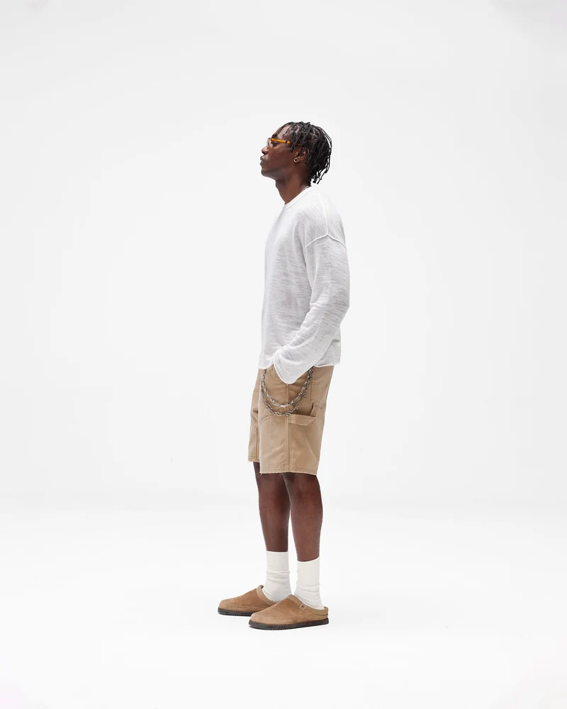 Long Sleeve Slub Knit T-Shirt - Flat White