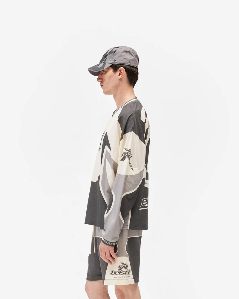Represent X Belstaff Long Sleeve Racing T-Shirt - Dark Grey