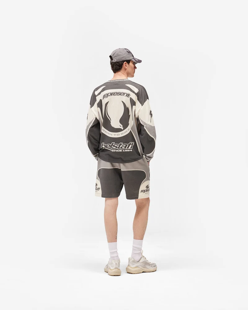 Represent X Belstaff Long Sleeve Racing T-Shirt - Dark Grey