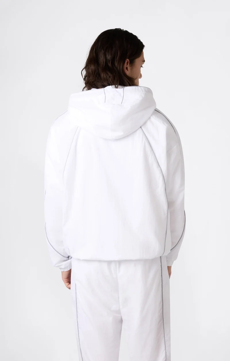 Men’s Woven Nylon Full-Zip Hooded Track Top Loose Fit