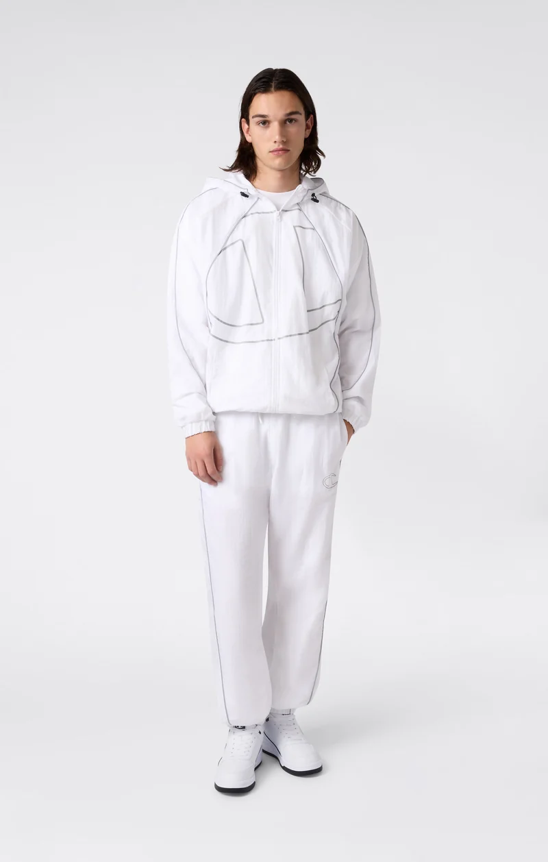 Men’s Woven Nylon Full-Zip Hooded Track Top Loose Fit