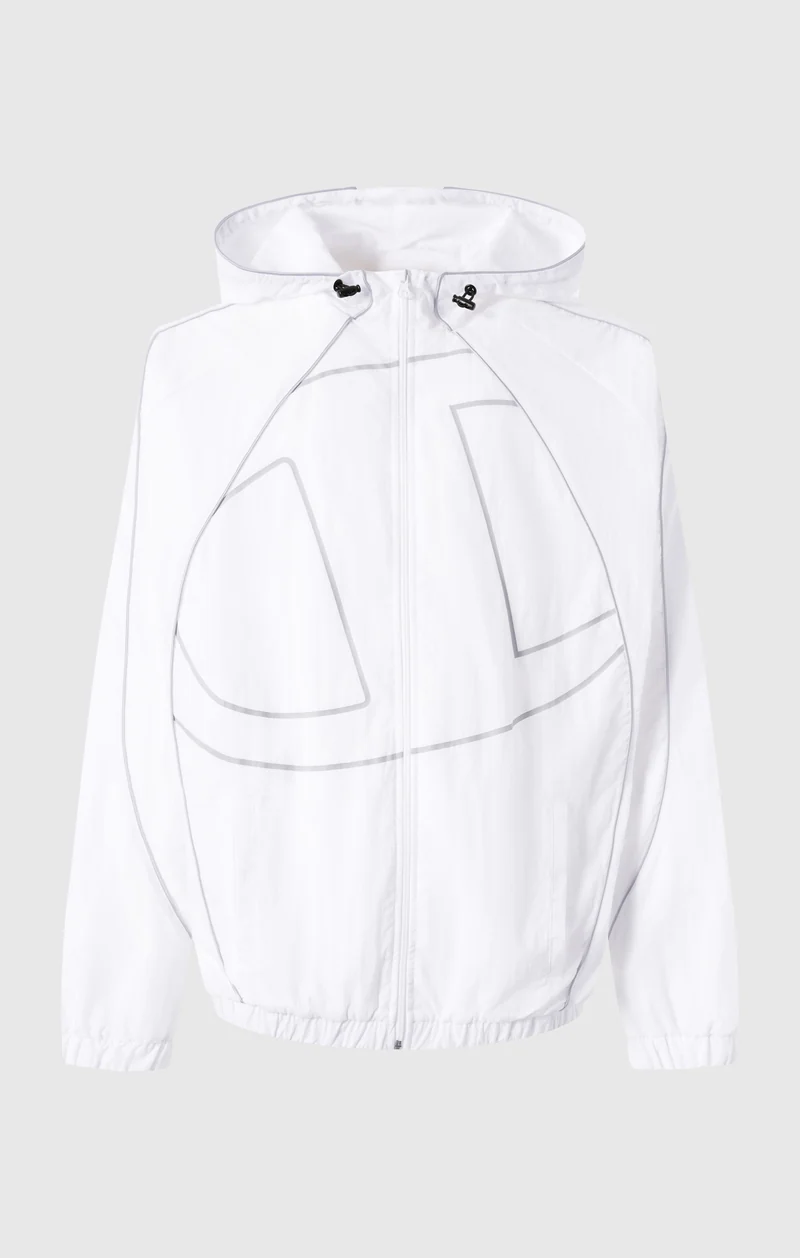 Men’s Woven Nylon Full-Zip Hooded Track Top Loose Fit
