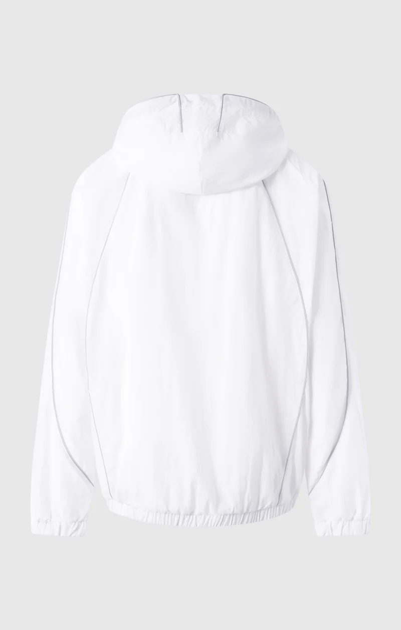Men’s Woven Nylon Full-Zip Hooded Track Top Loose Fit