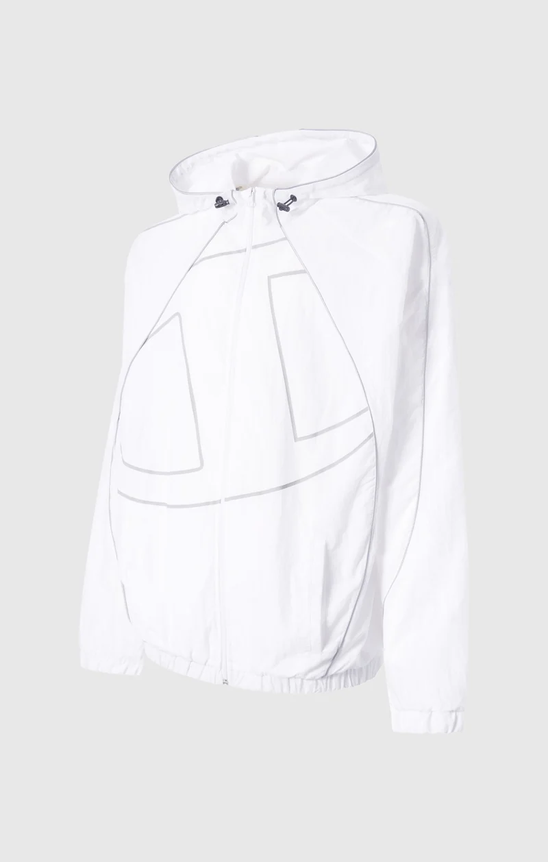 Men’s Woven Nylon Full-Zip Hooded Track Top Loose Fit