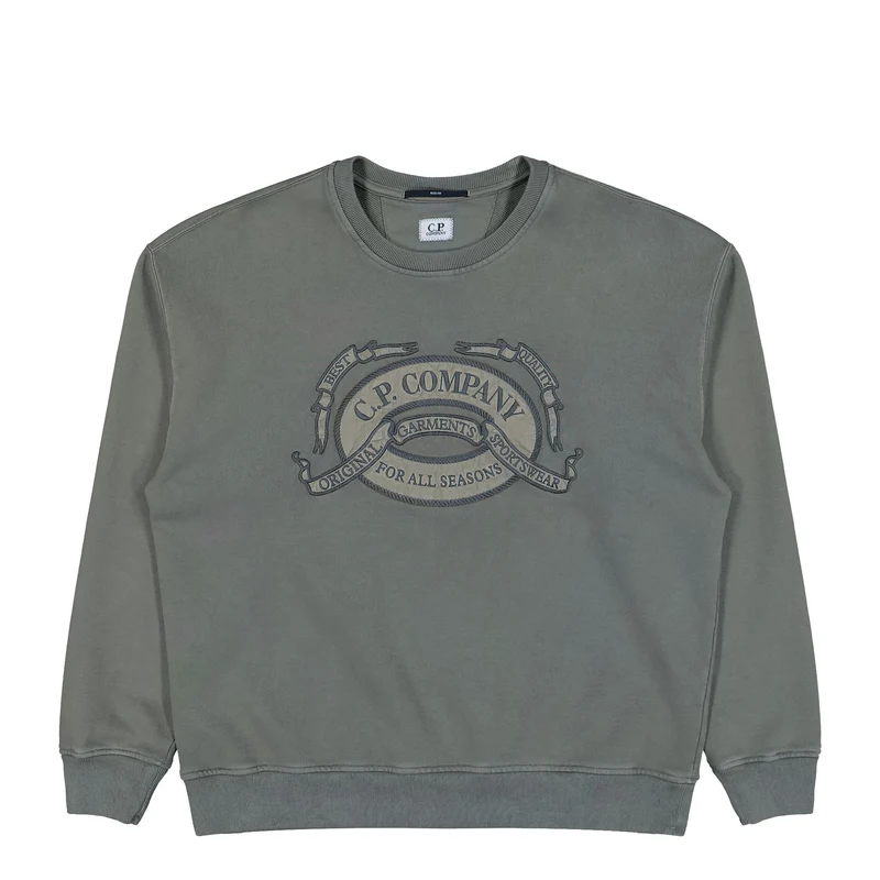 Diagonal Fleece Boxy Logo Crewneck Sweatshirt